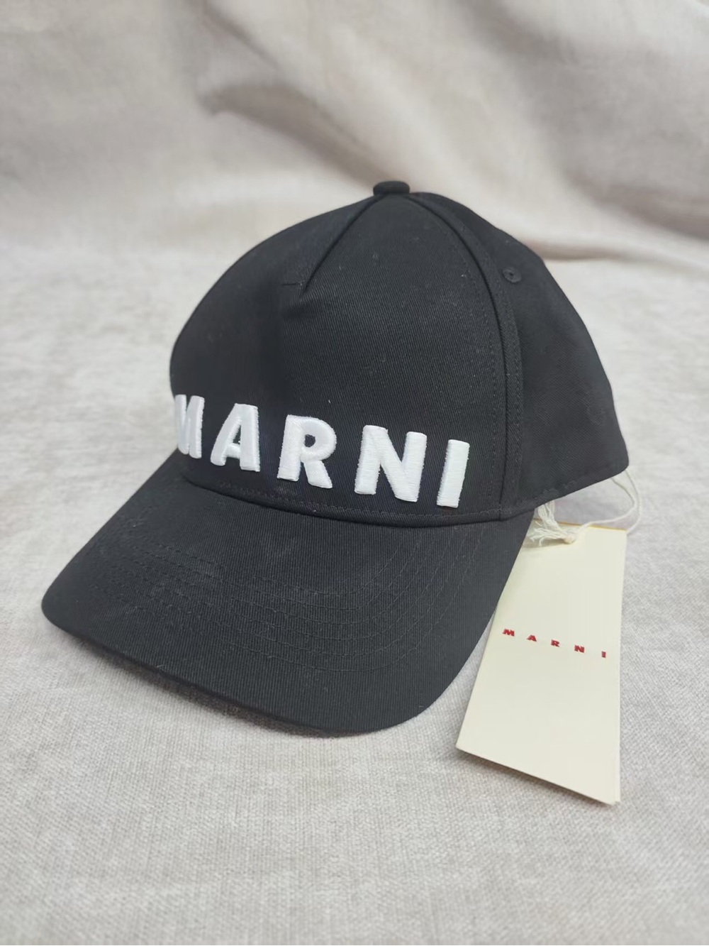 Marni Black Baseball Cap with White Logo